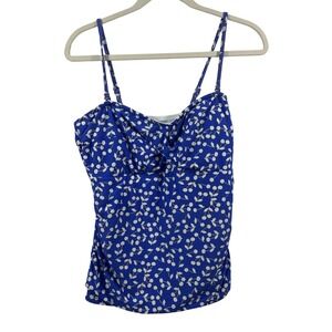 Croft & Barrow Women 16 Tankini Blue White Padded Bra